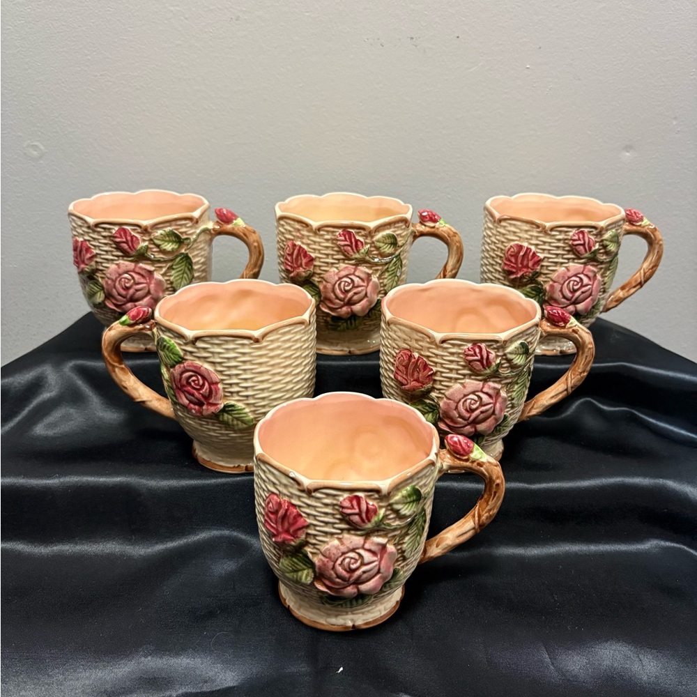 Rare Vintage Takahashi San Francisco Country Rose Mugs - Set of 6